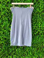SassyChic Silver Satin Bias Midi Skirt