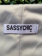 SassyChic Silver Satin Bias Midi Skirt