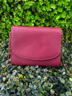 Burgundy Chain-Strap Envelope Crossbody Bag