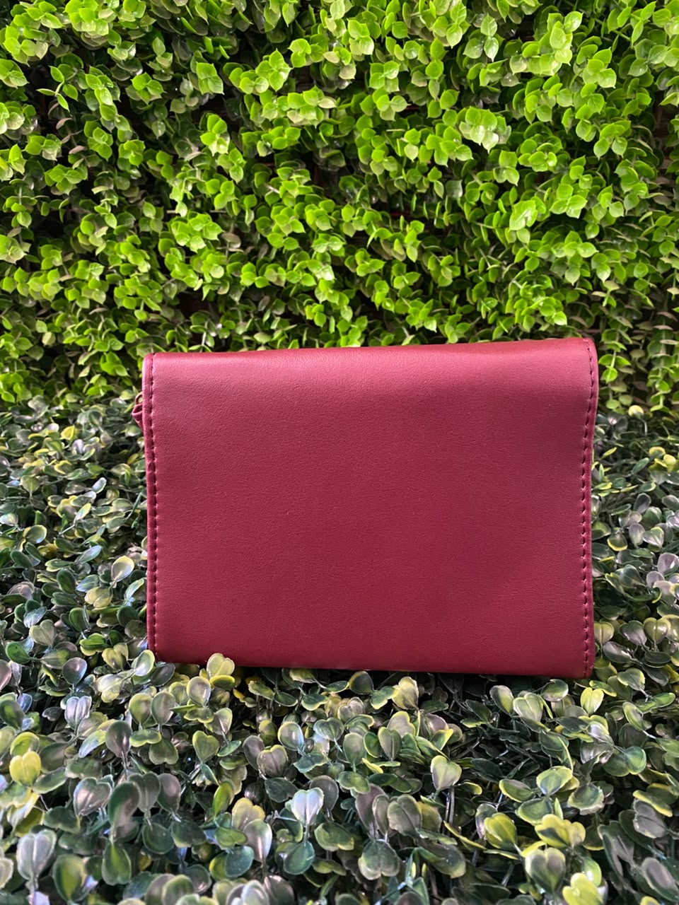 Burgundy Chain-Strap Envelope Crossbody Bag