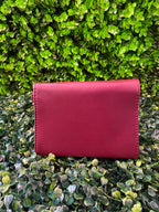 Burgundy Chain-Strap Envelope Crossbody Bag