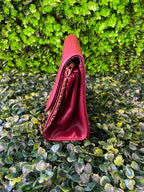 Burgundy Chain-Strap Envelope Crossbody Bag