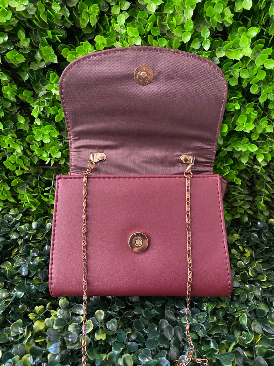 Burgundy Chain-Strap Envelope Crossbody Bag