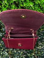 Burgundy Chain-Strap Envelope Crossbody Bag