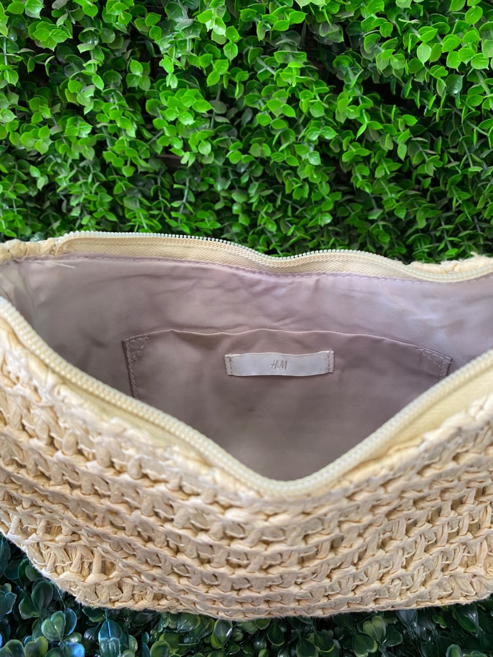 Natural Woven Crescent Shoulder Bag