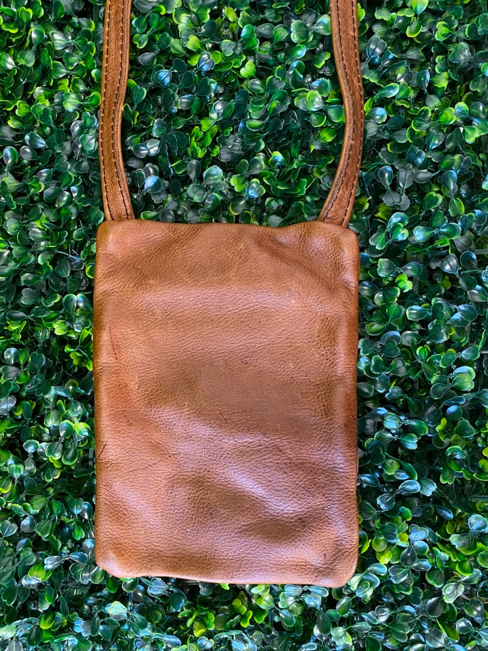 Cognac Multi-Zip Leather Crossbody Bag