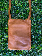 Cognac Multi-Zip Leather Crossbody Bag