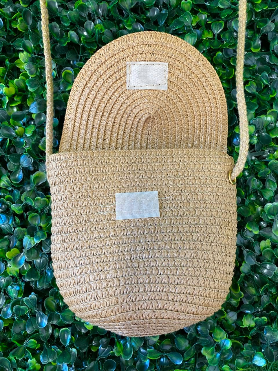 Natural Woven Flap Crossbody Bag