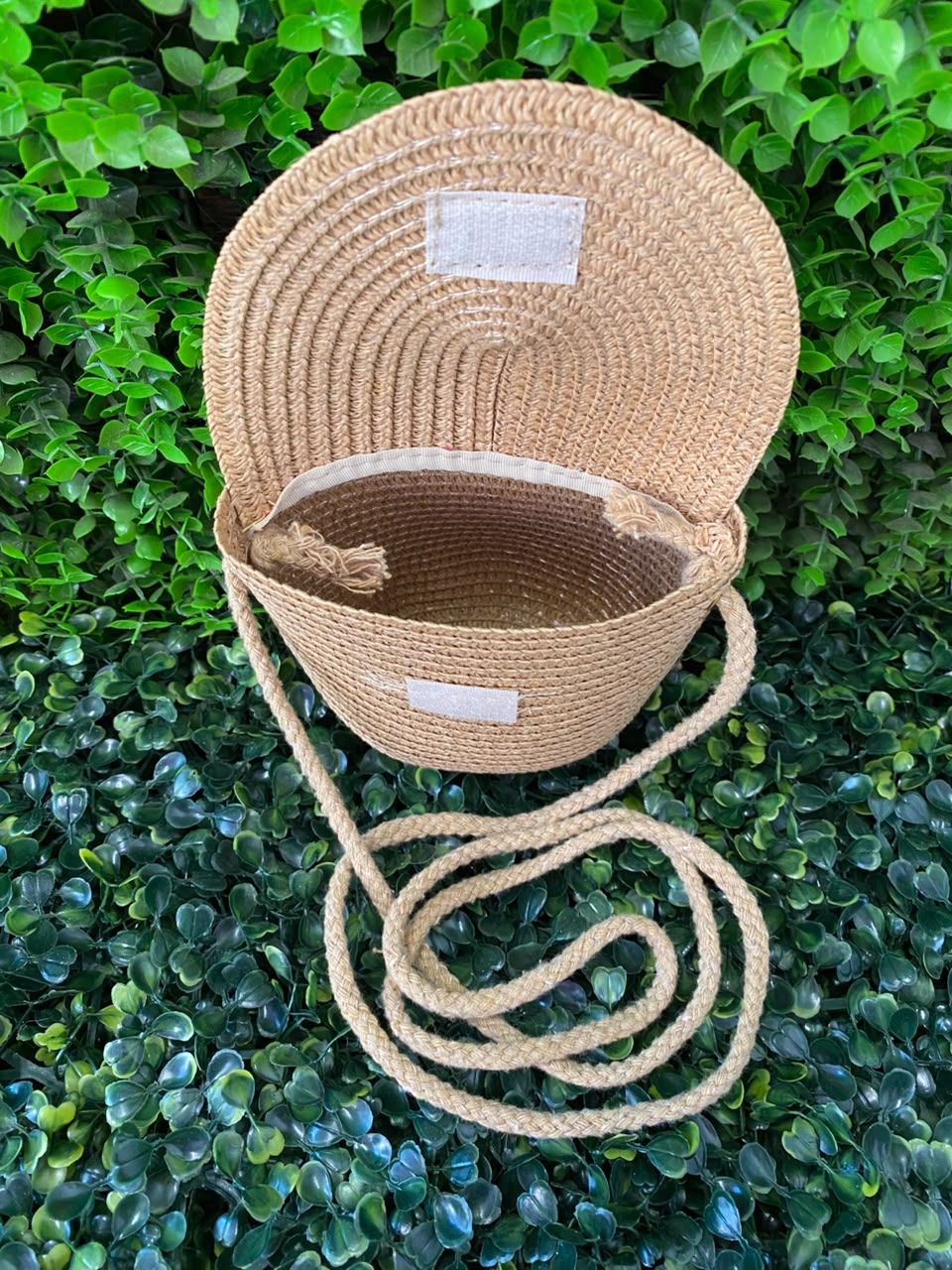 Natural Woven Flap Crossbody Bag