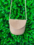 Natural Woven Flap Crossbody Bag