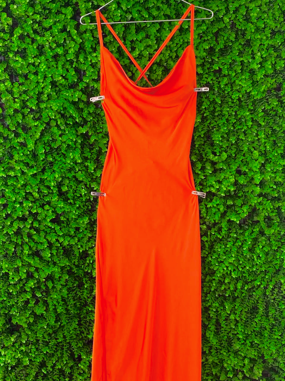 SassyChic Orange Strappy Bodycon Midi Dress