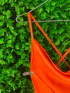 SassyChic Orange Strappy Bodycon Midi Dress