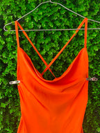 SassyChic Orange Strappy Bodycon Midi Dress