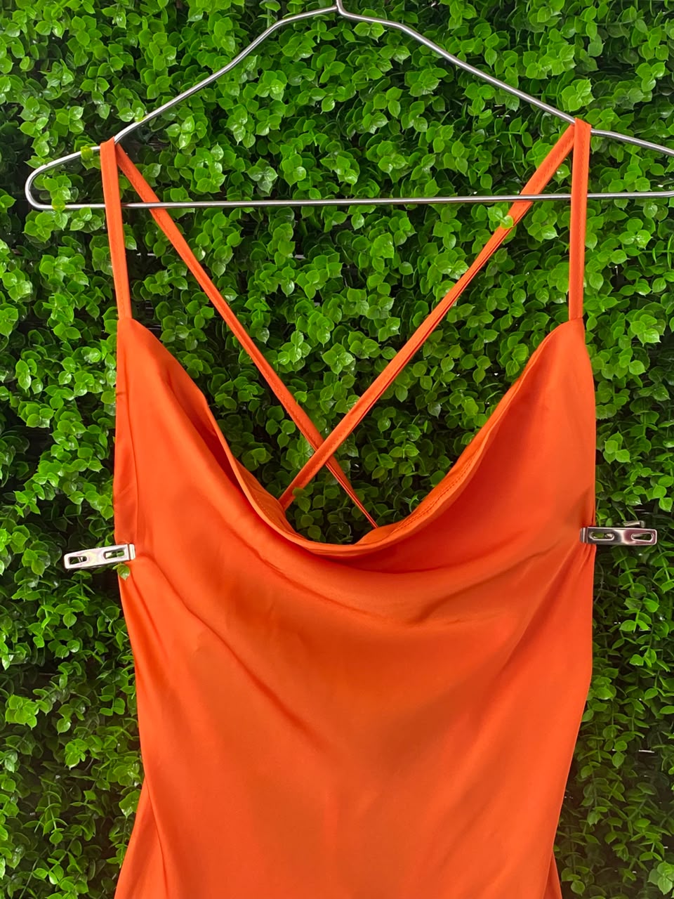 SassyChic Orange Strappy Bodycon Midi Dress