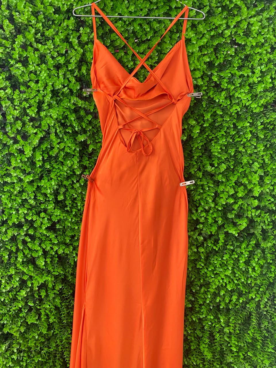 SassyChic Orange Strappy Bodycon Midi Dress