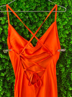 SassyChic Orange Strappy Bodycon Midi Dress