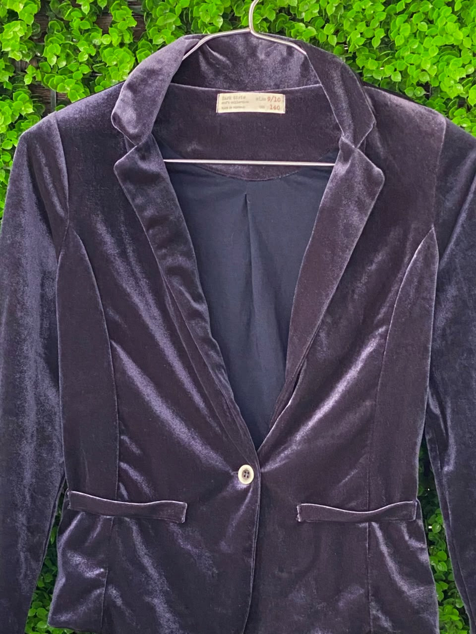 Zara Girls Plum Velvet Tailored Blazer