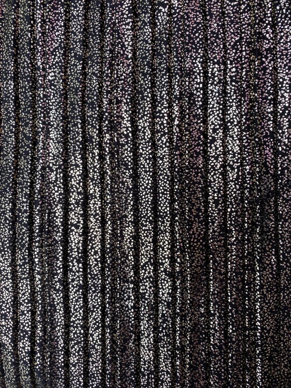 Black & Silver Metallic Pleated Top