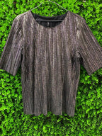 Black & Silver Metallic Pleated Top