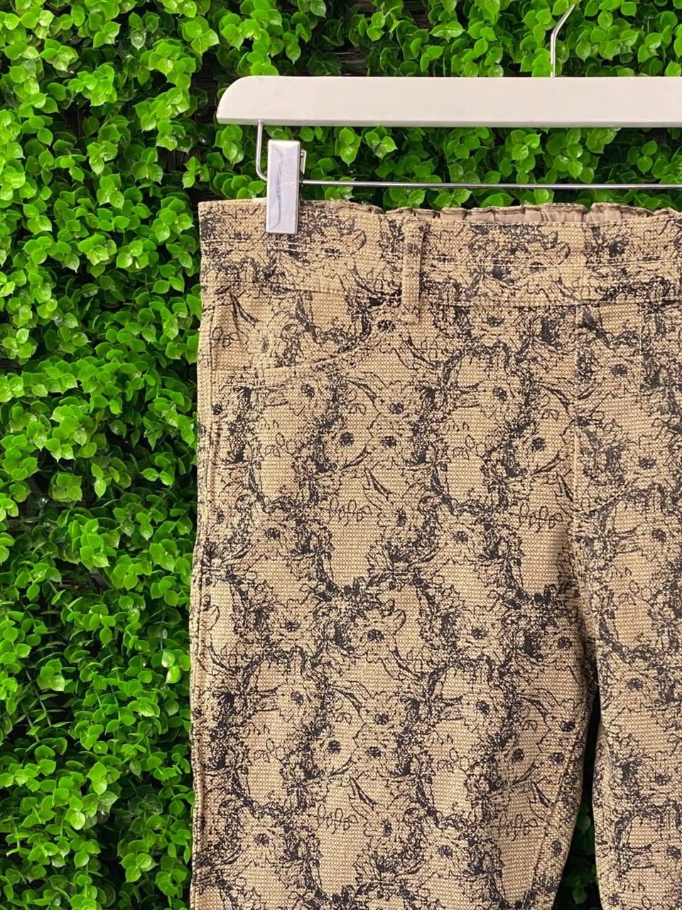 Beige Paisley Slim Trousers