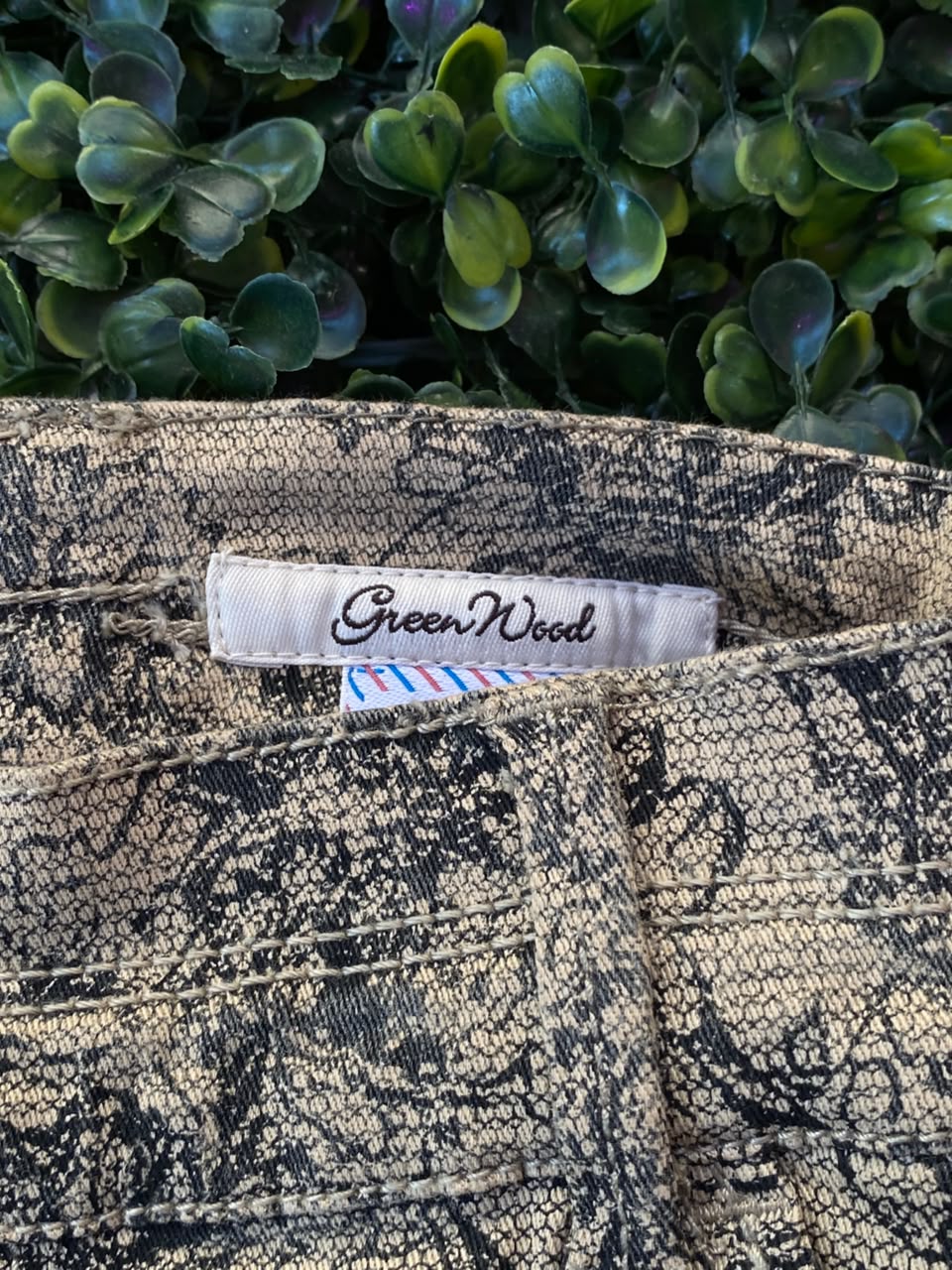 Beige Paisley Slim Trousers