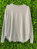 Silver Grey Fine-Knit Crew-Neck Sweater