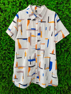 Ivory Abstract-Print Shirt & Midi Skirt Set