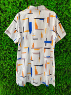 Ivory Abstract-Print Shirt & Midi Skirt Set