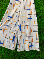 Ivory Abstract-Print Shirt & Midi Skirt Set