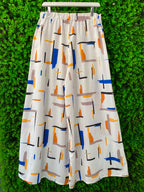Ivory Abstract-Print Shirt & Midi Skirt Set