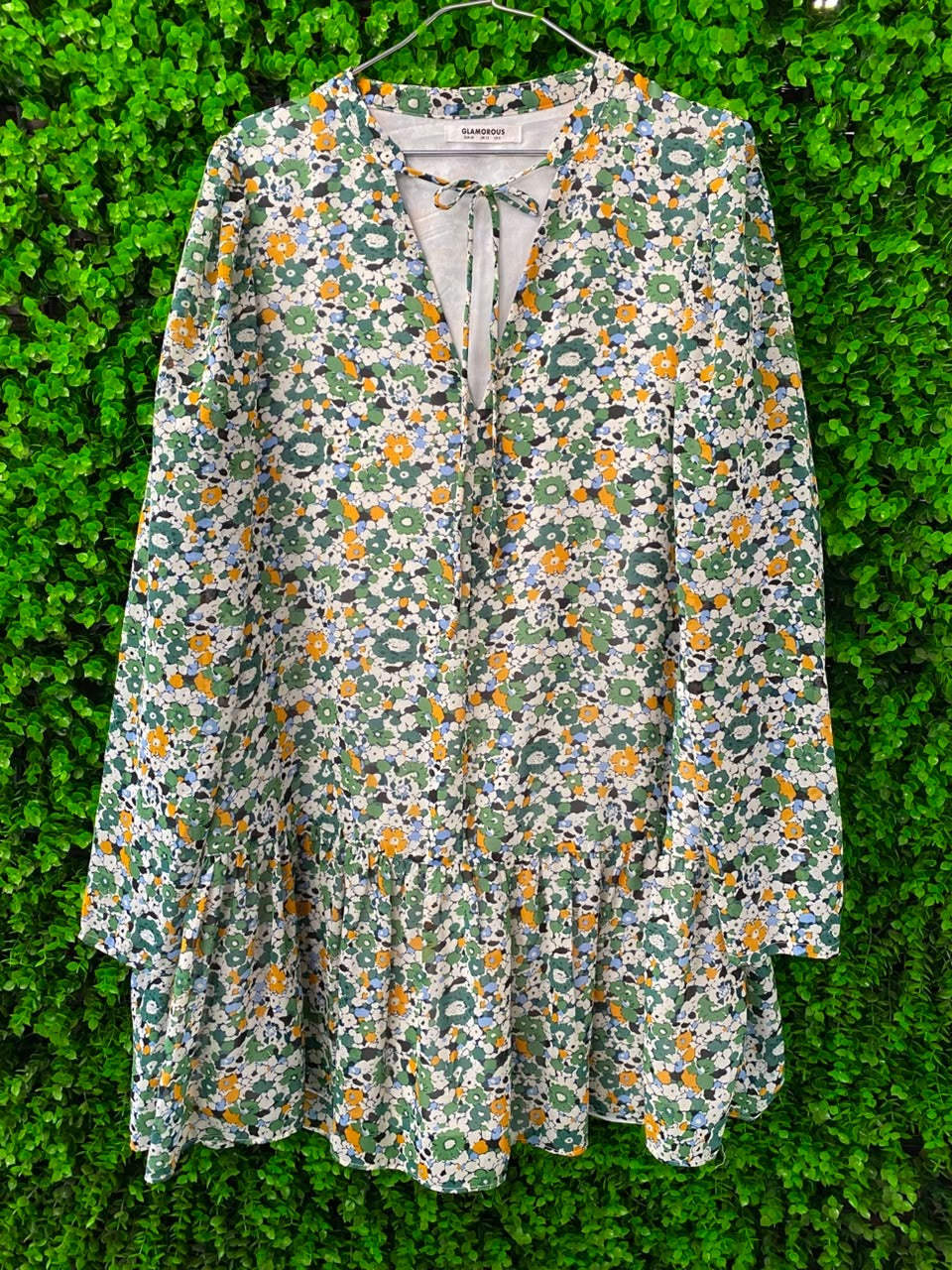Ivory Ditsy Floral Peplum Blouse