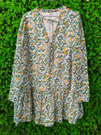 Ivory Ditsy Floral Peplum Blouse