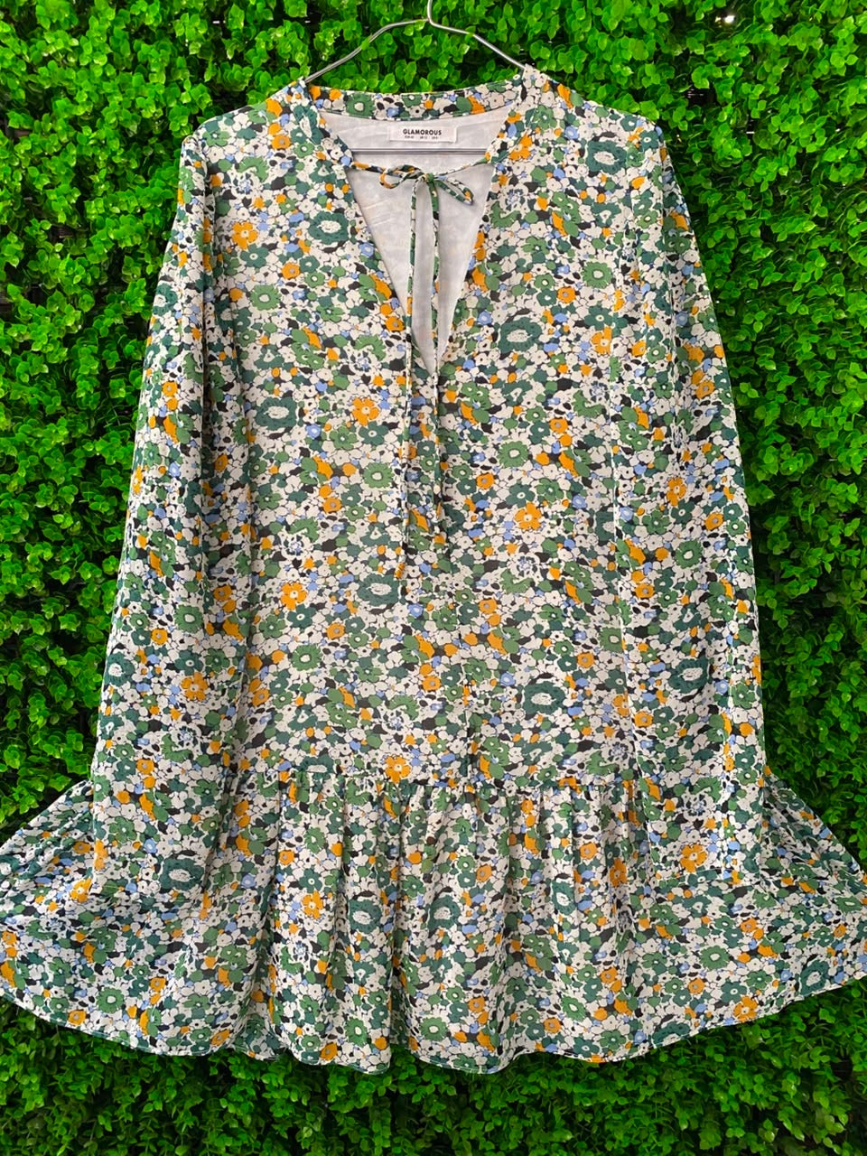 Ivory Ditsy Floral Peplum Blouse