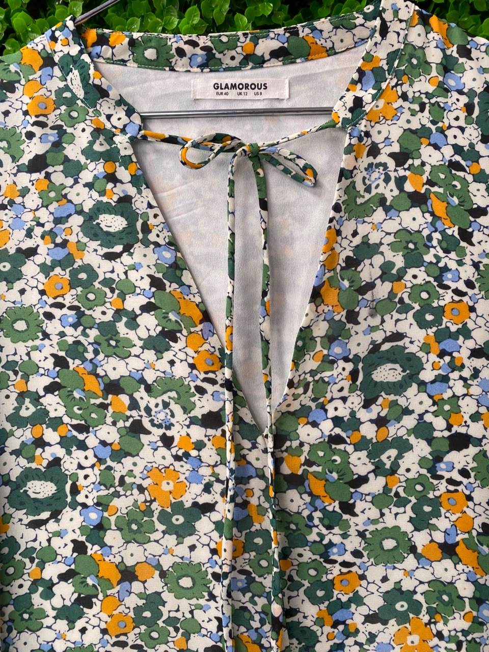 Ivory Ditsy Floral Peplum Blouse