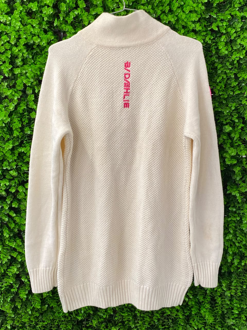 Ivory Quarter-Zip Knit Sweater