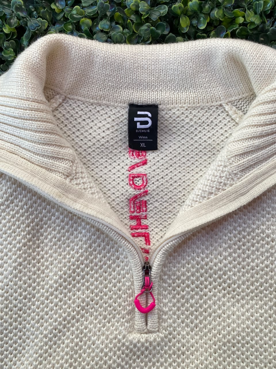 Ivory Quarter-Zip Knit Sweater