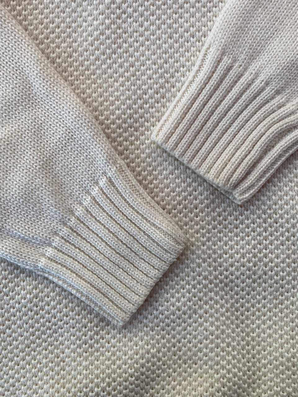 Ivory Quarter-Zip Knit Sweater
