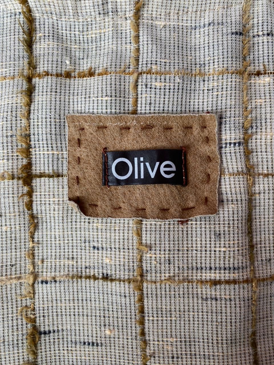 Olive Cream Check Boxy Top