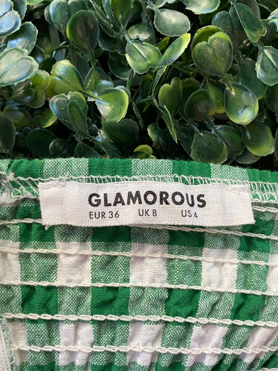 H&M Green & White Gingham Pinafore Mini Dress