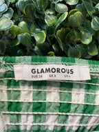 H&M Green & White Gingham Pinafore Mini Dress