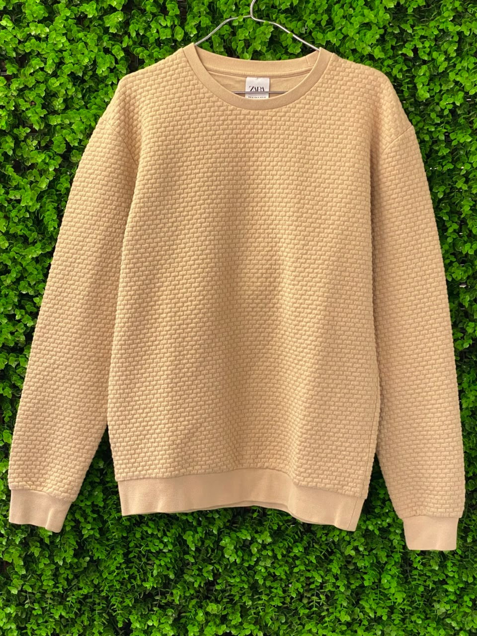 Camel Textured Crew-Neck Sweater