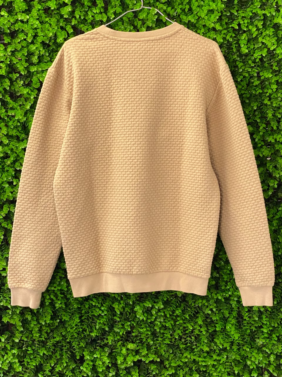 Camel Textured Crew-Neck Sweater
