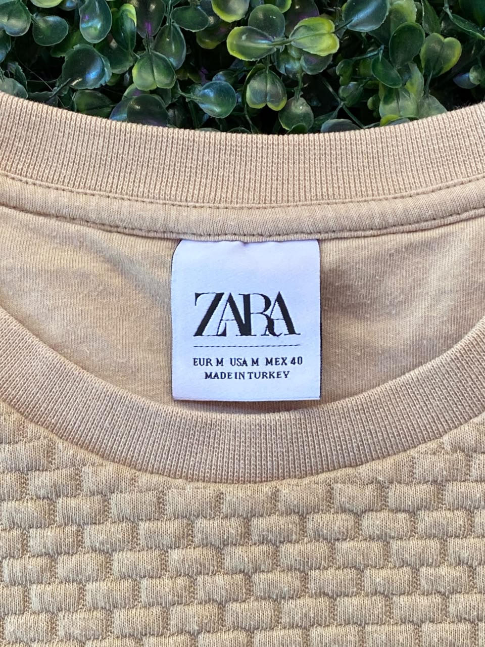 Camel Textured Crew-Neck Sweater