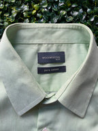 Pale Sage Satin Long-Sleeve Button-Up Shirt