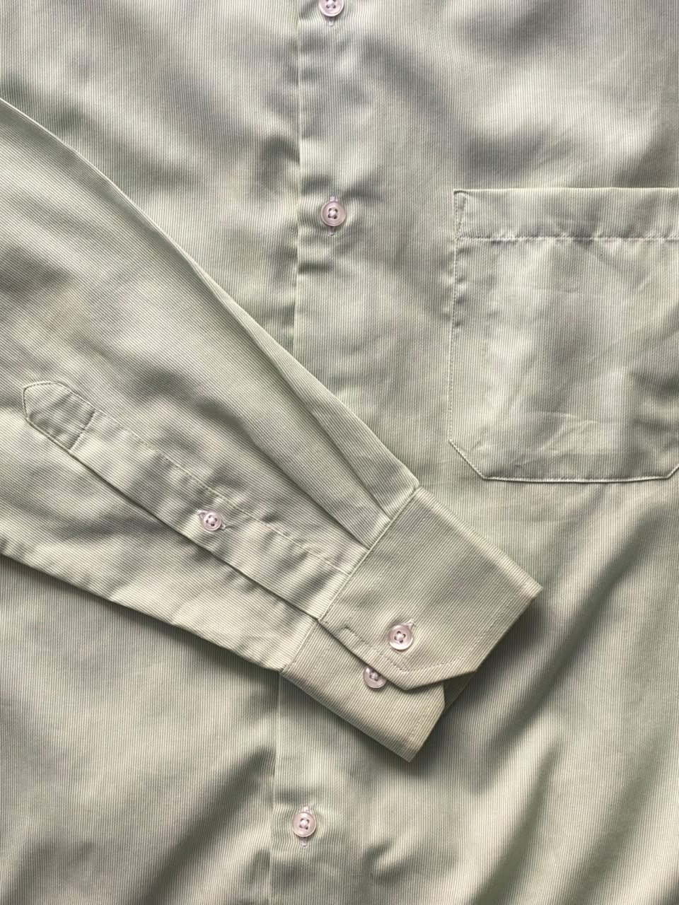 Pale Sage Satin Long-Sleeve Button-Up Shirt