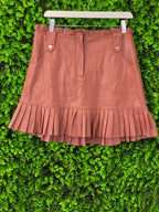 Dusty Rose Pleated-Hem Mini Skirt