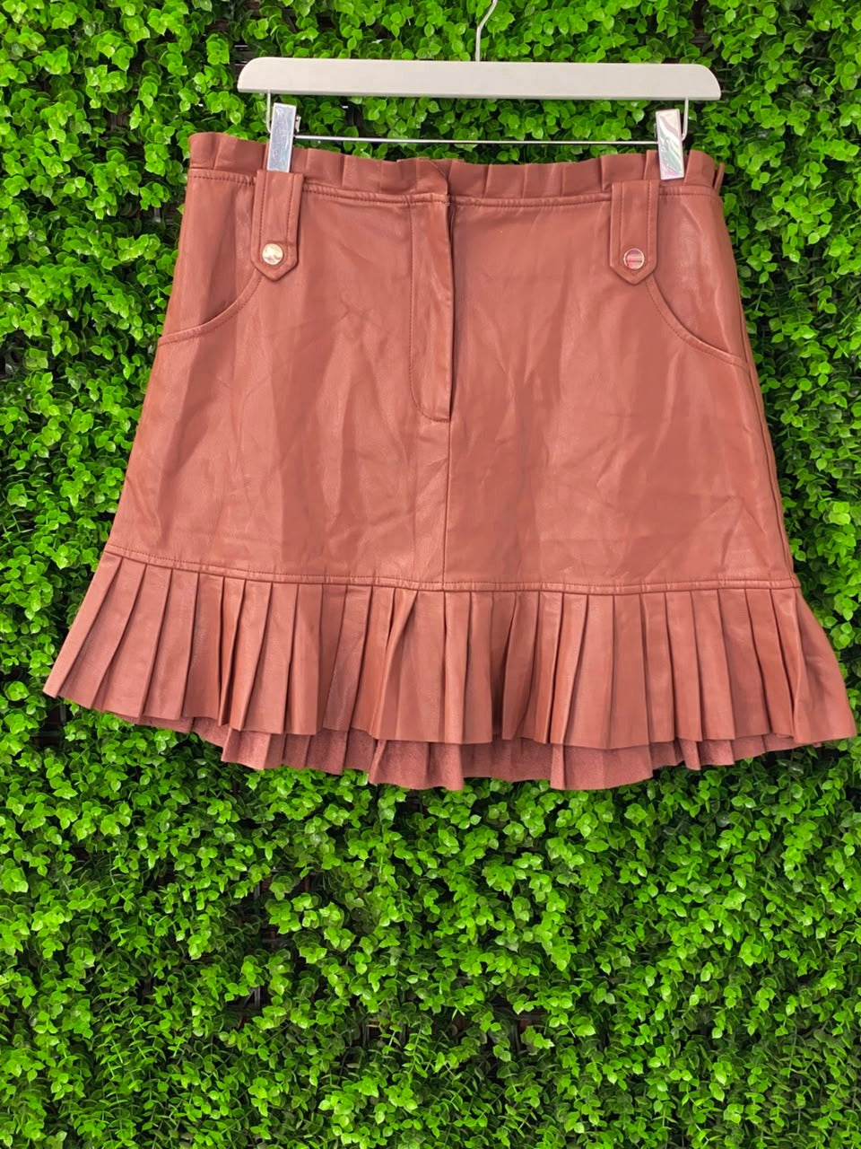 Dusty Rose Pleated-Hem Mini Skirt