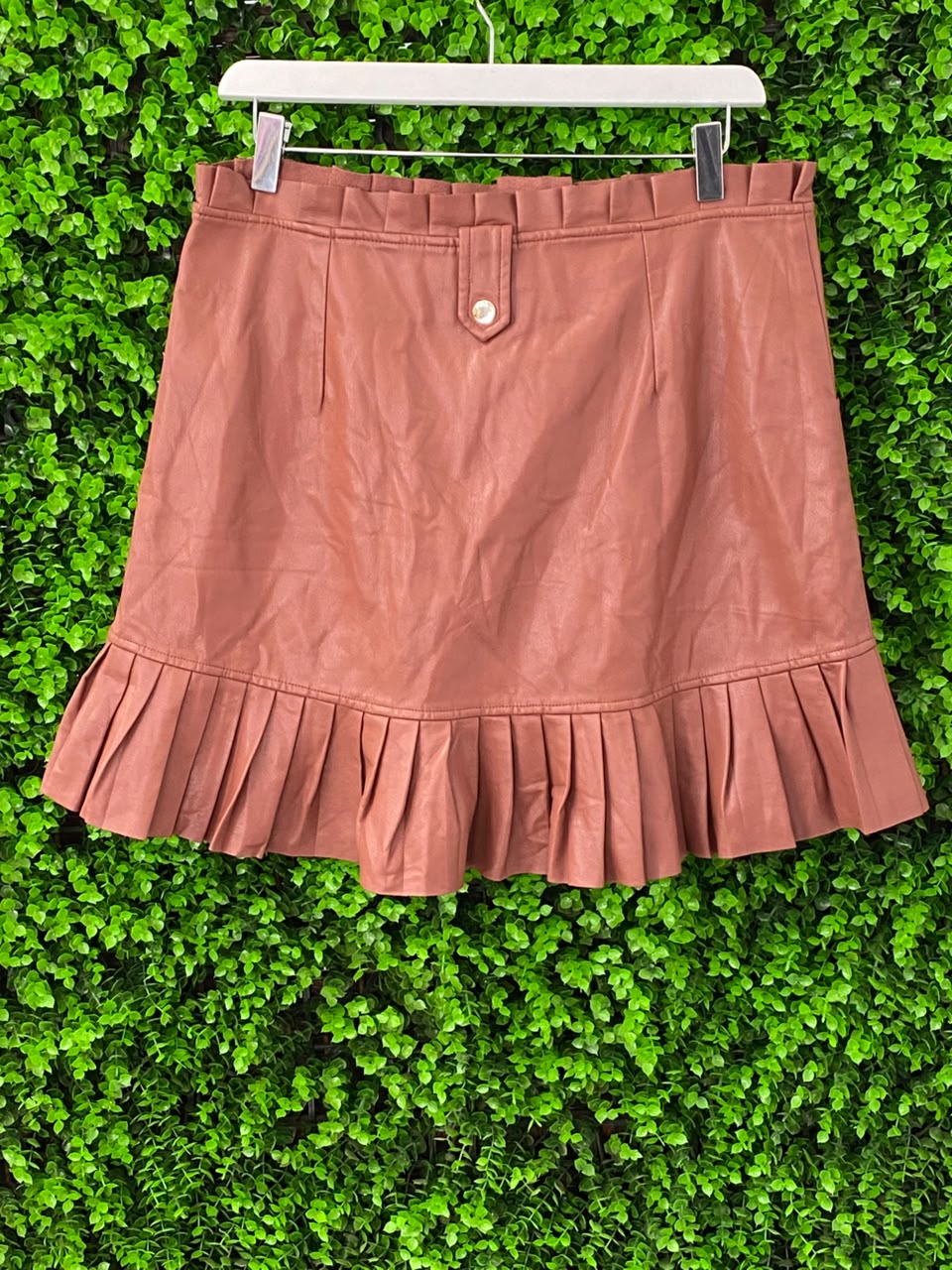 Dusty Rose Pleated-Hem Mini Skirt