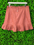 Dusty Rose Pleated-Hem Mini Skirt