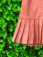 Dusty Rose Pleated-Hem Mini Skirt